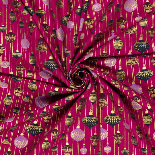 Baumwolle -  Weihnachtskugeln lila