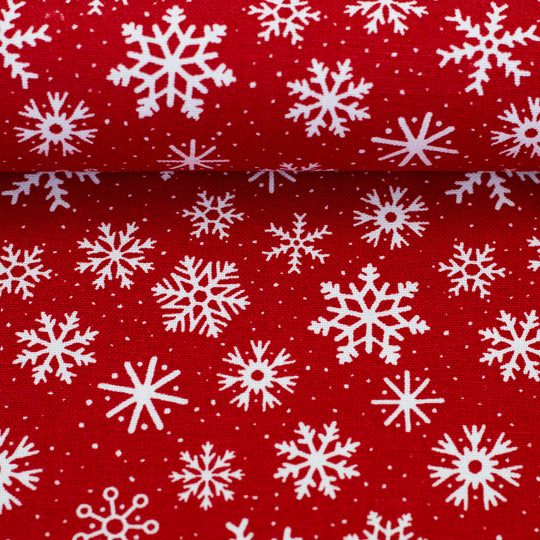 Baumwolle/Canvas - Red Snow Flakes