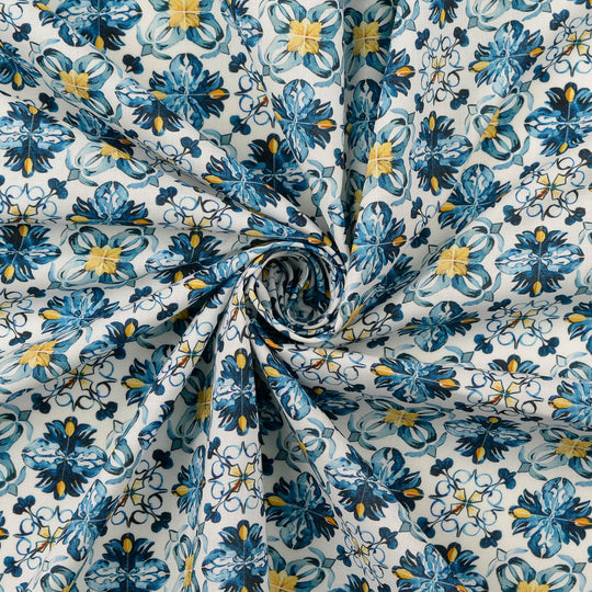 Baumwolle - Blume Marine