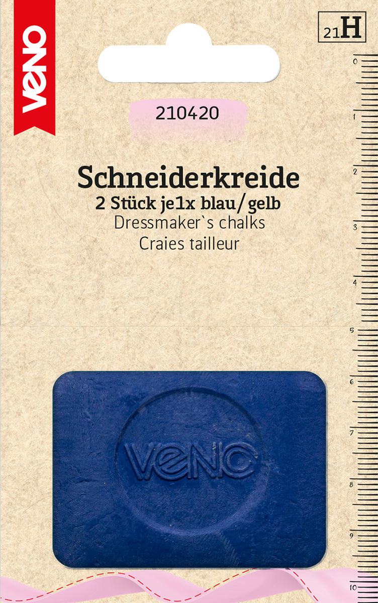 Schneiderkreide 2 Stück je 1x blau/gelb