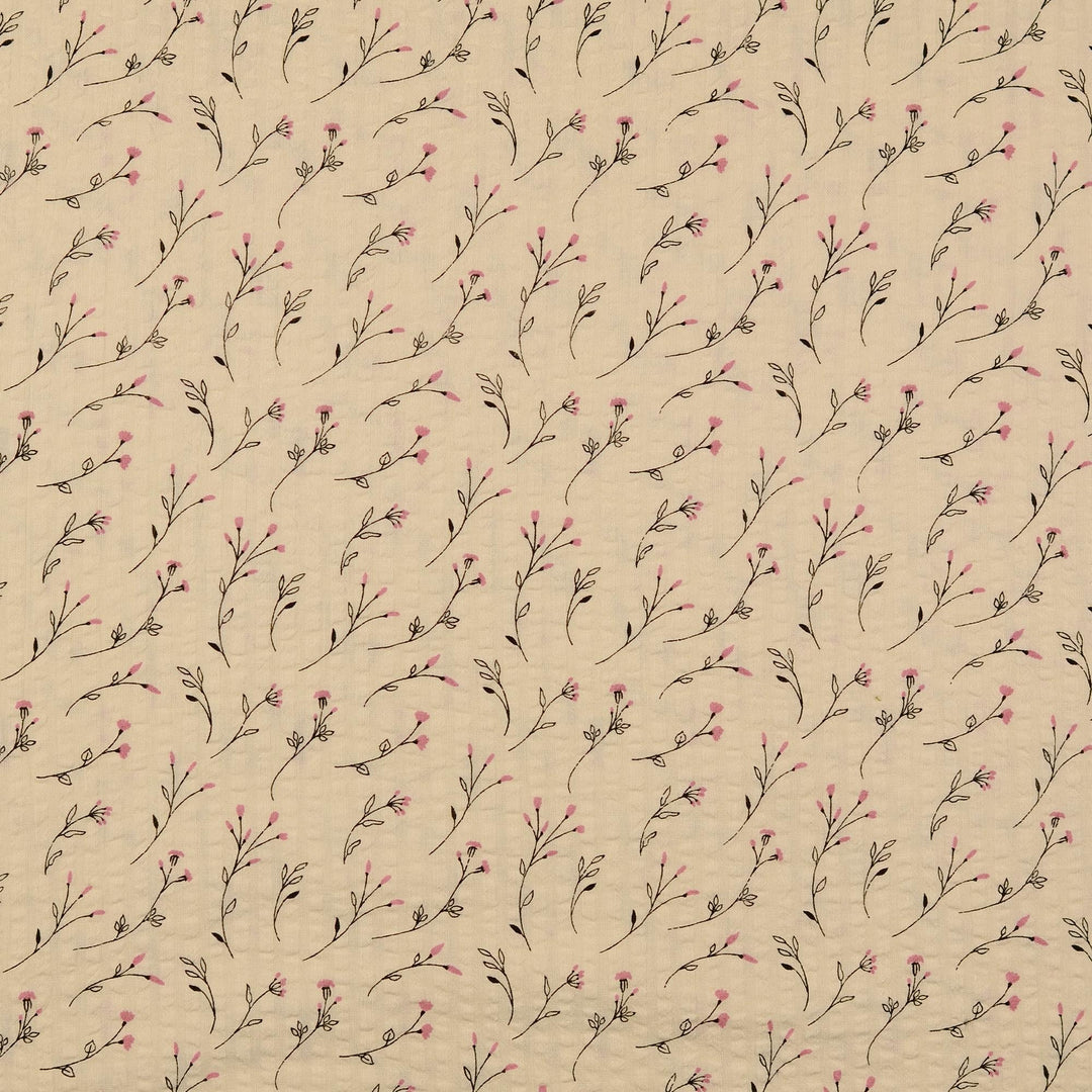 Seersucker - Vintage Blumen Rosa