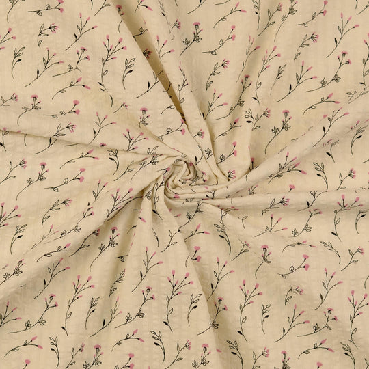 Seersucker - Vintage Blumen Rosa