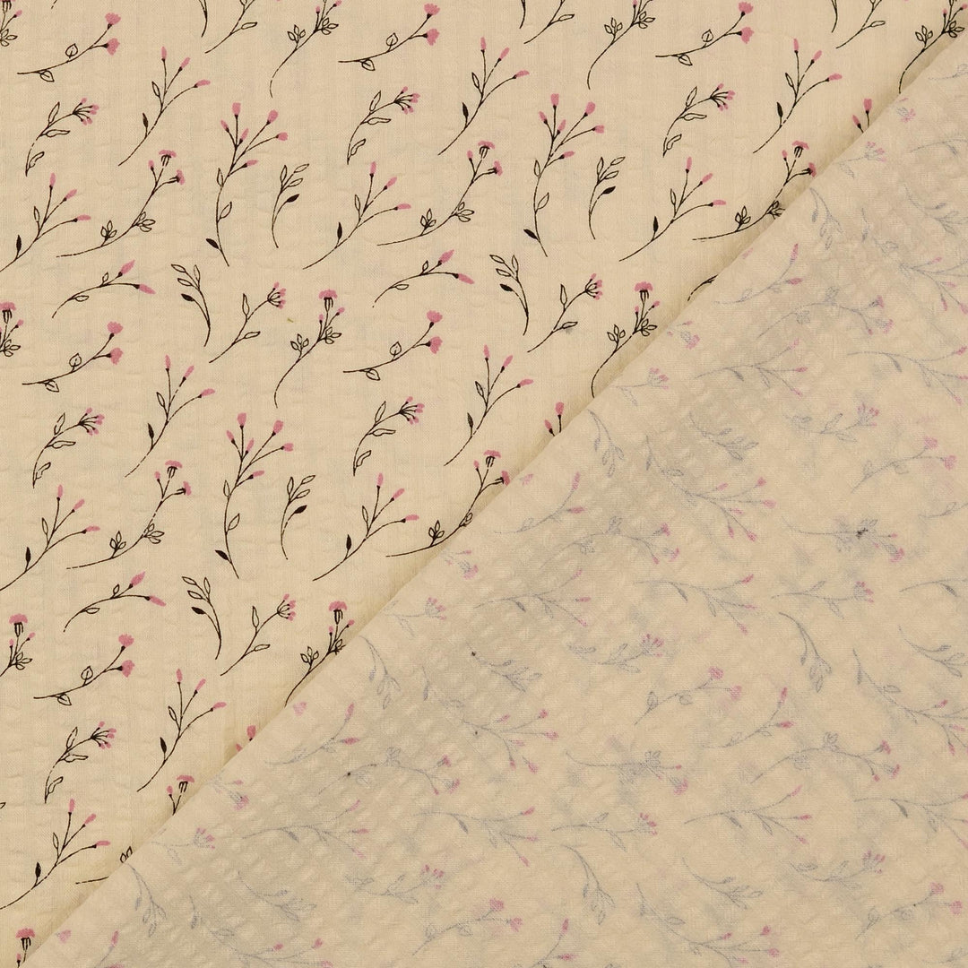 Seersucker - Vintage Blumen Rosa