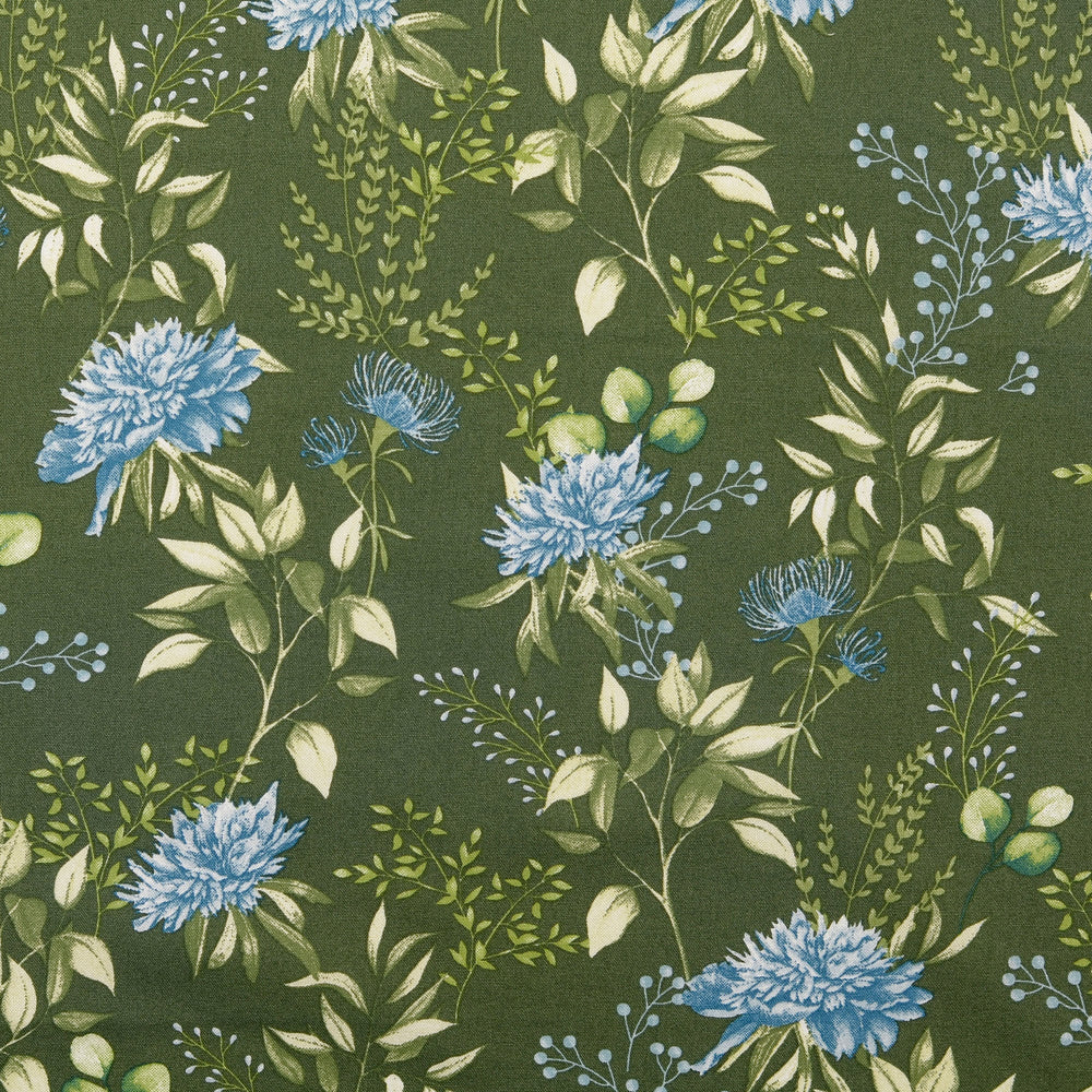 Baumwolle - Blumen Tannengrün