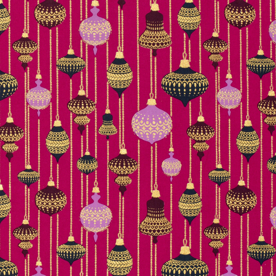 Baumwolle -  Weihnachtskugeln lila