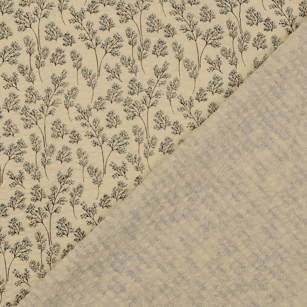 Seersucker - Vintage Blumen Grau