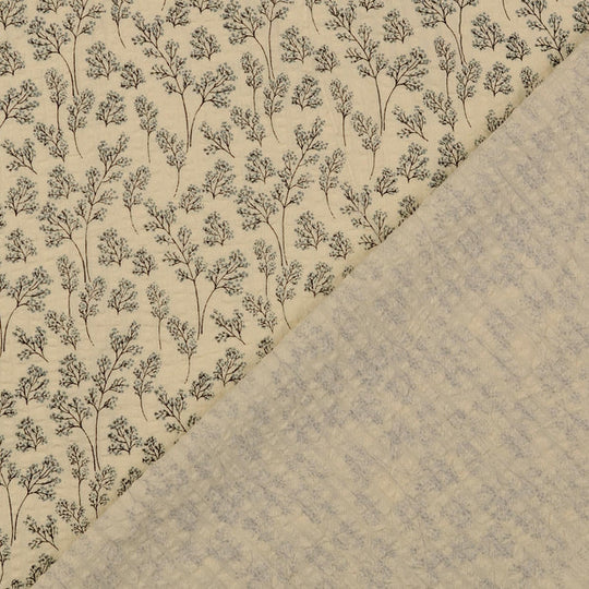 Seersucker - Vintage Blumen Grau