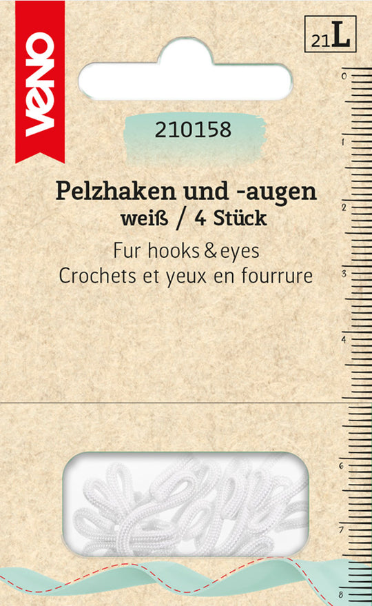 Pelzhaken und -augen weiß