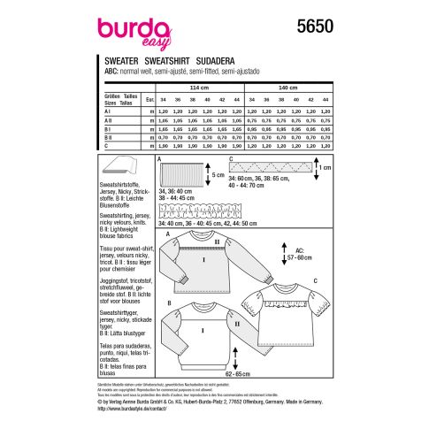 Burda Sewing Pattern 5650