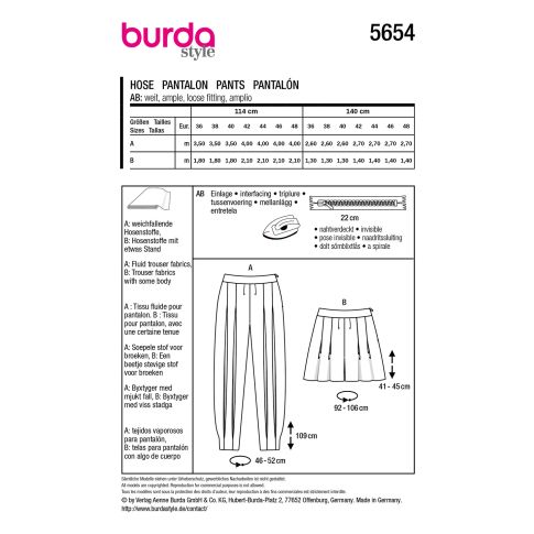 Burda Sewing Pattern 5654