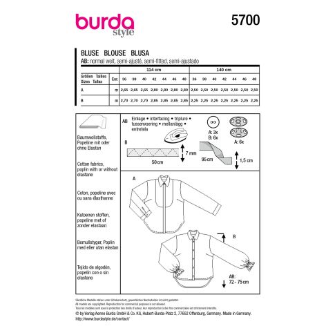 Burda Schnittmuster 5700