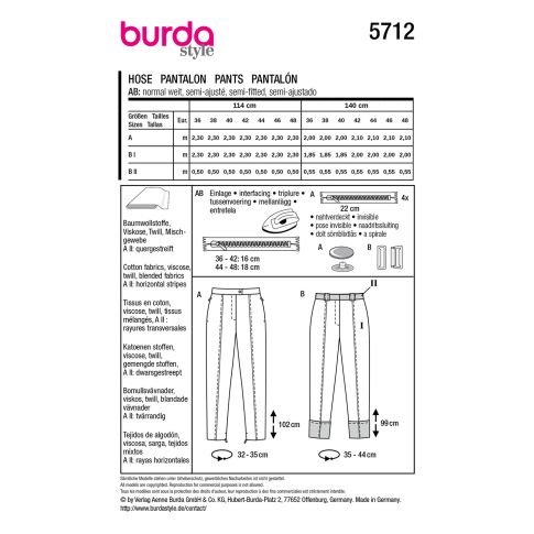 Burda Schnittmuster 5712