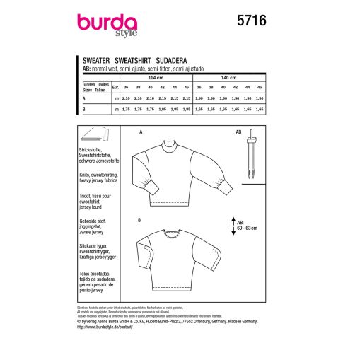 Burda Sewing Pattern 5716