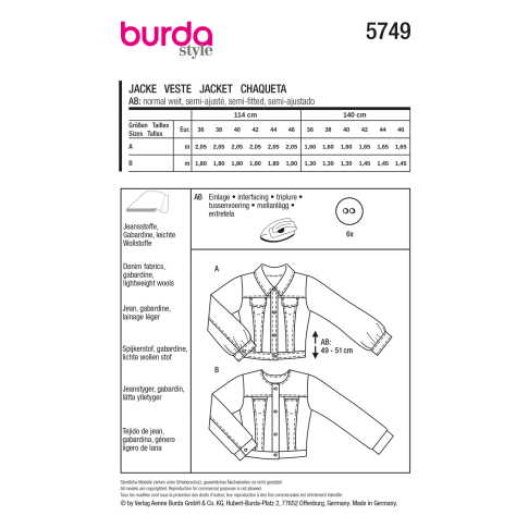 Burda Schnittmuster 5749