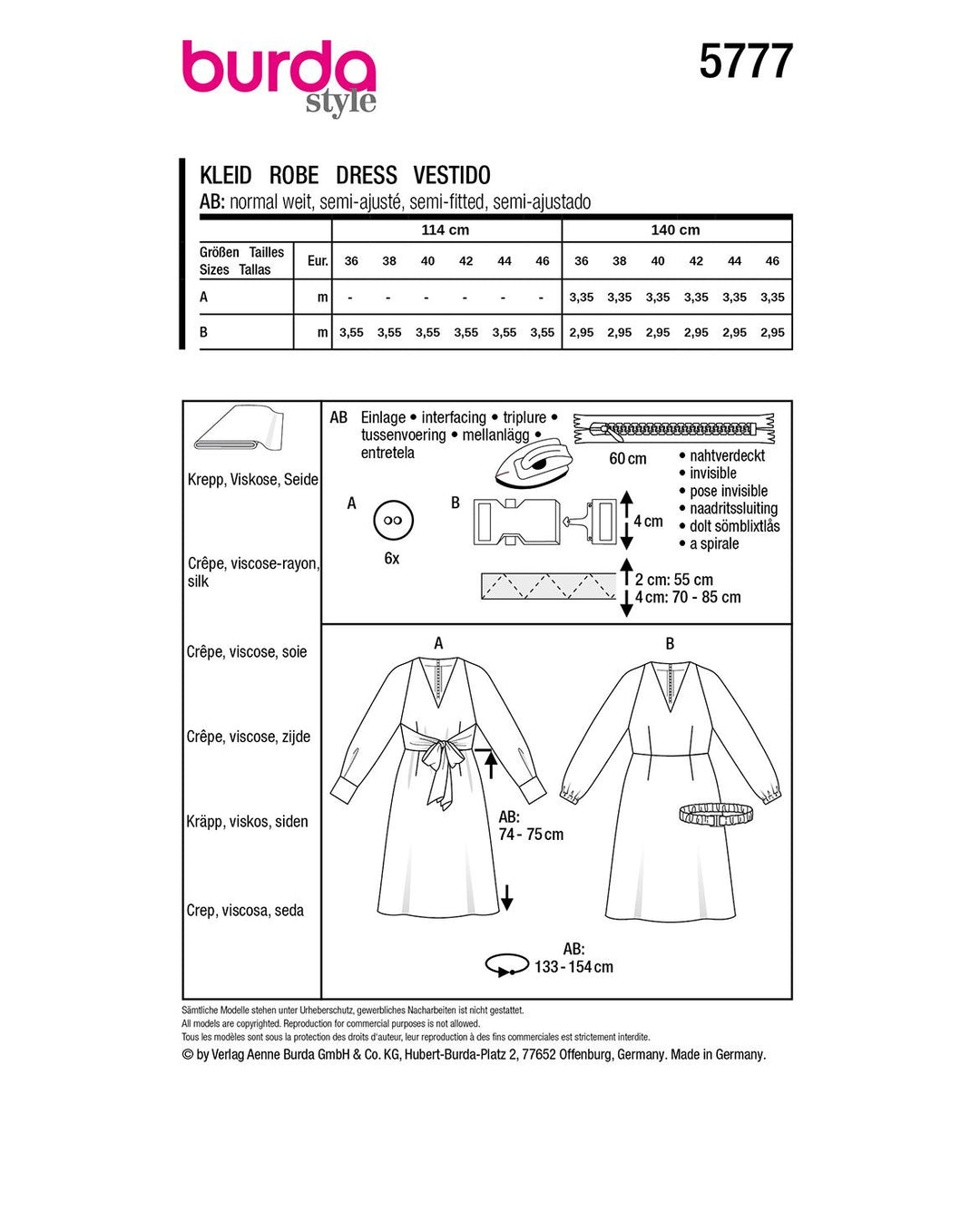 Burda Schnittmuster 5777