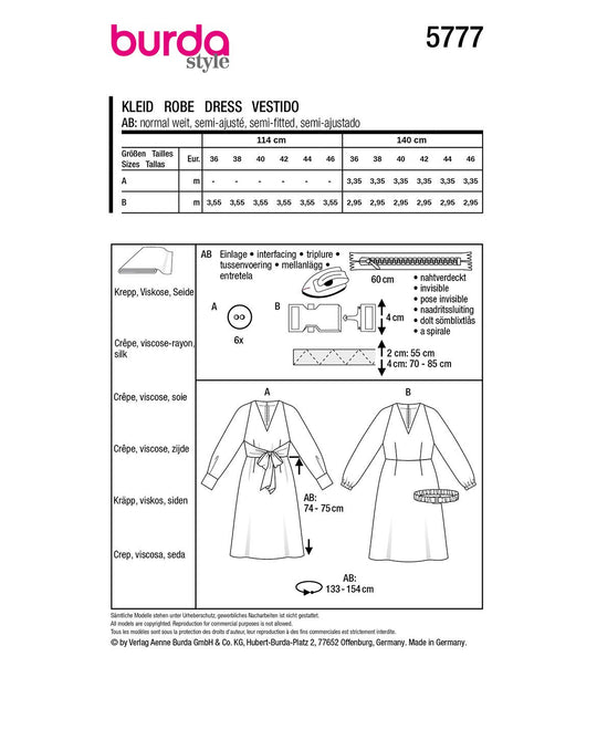 Burda Schnittmuster 5777