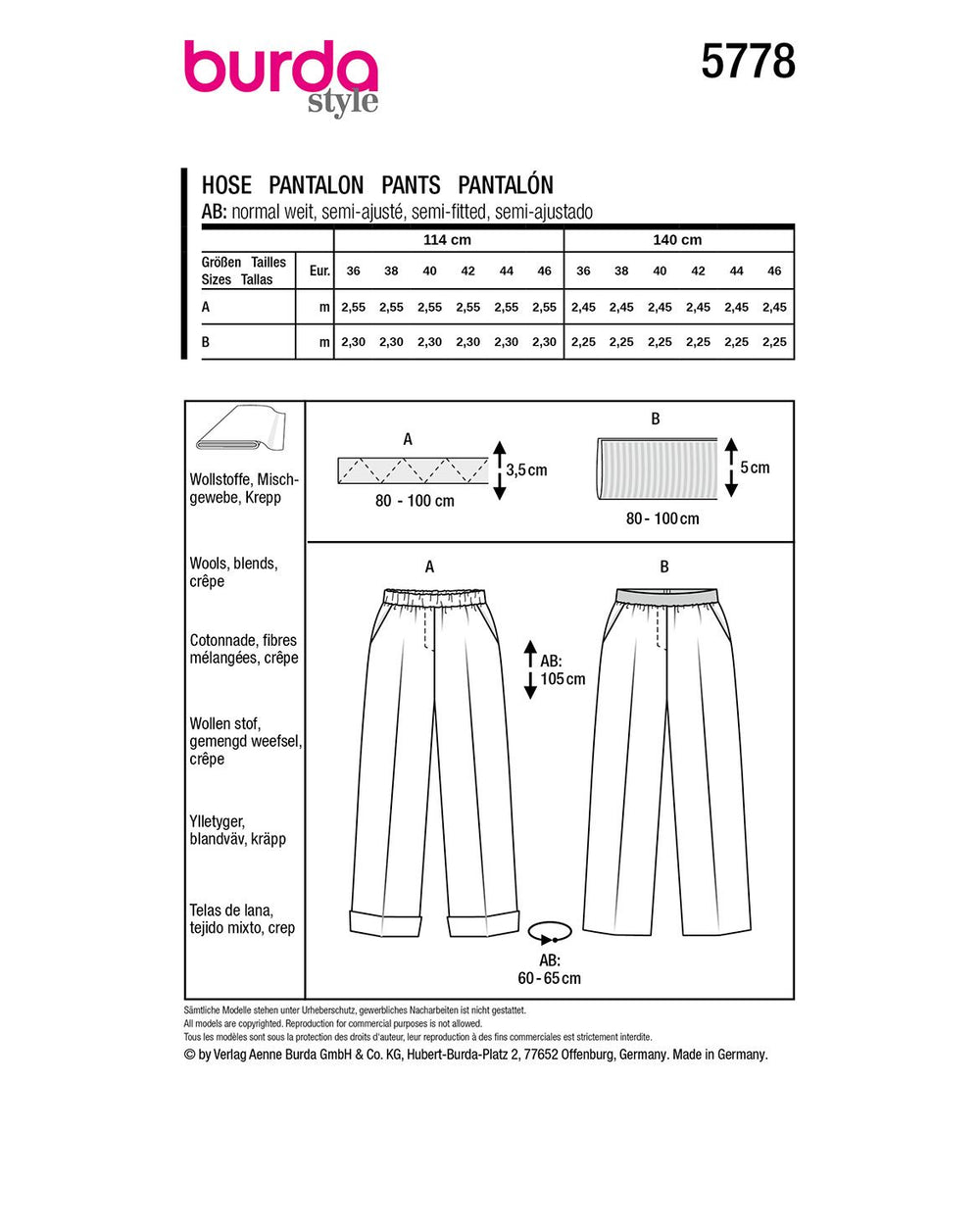 Burda Schnittmuster 5778