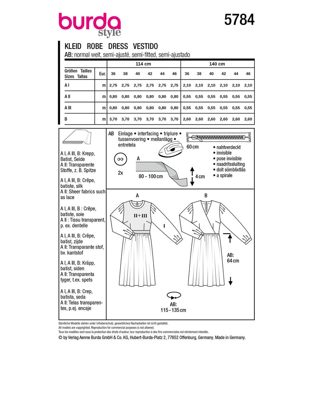 Burda Schnittmuster 5784