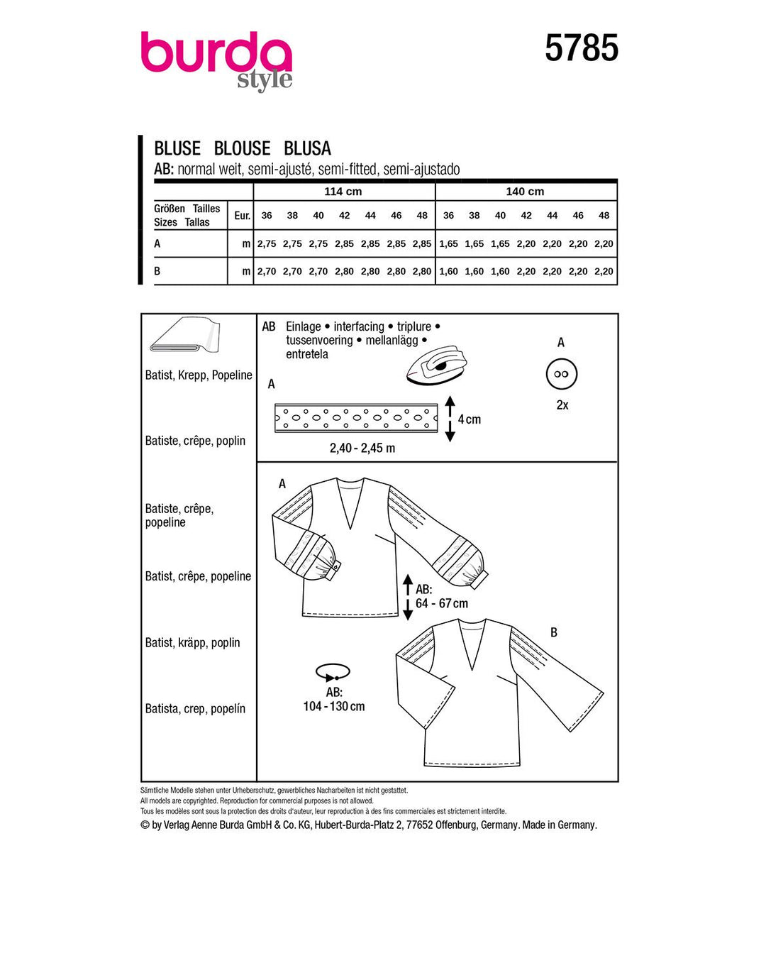 Burda Schnittmuster 5785