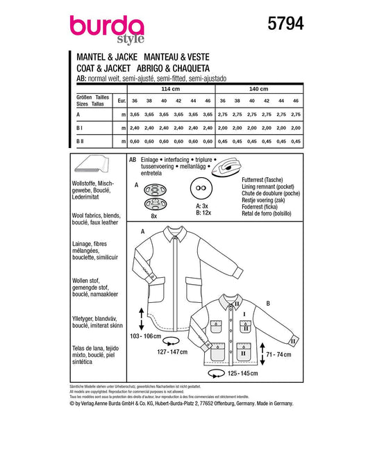 Burda Schnittmuster 5794