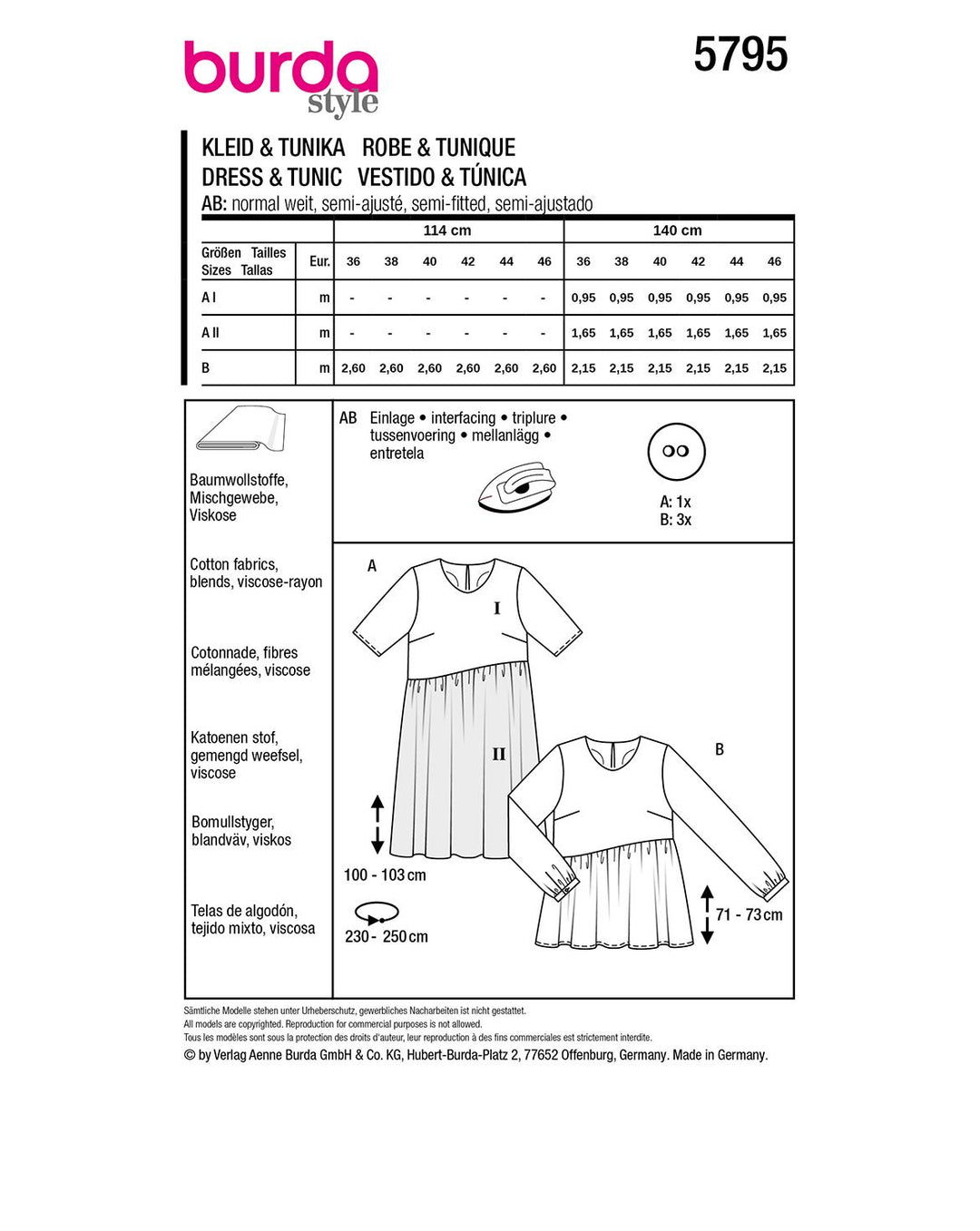 Burda Schnittmuster 5795