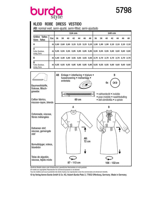 Burda Schnittmuster 5798