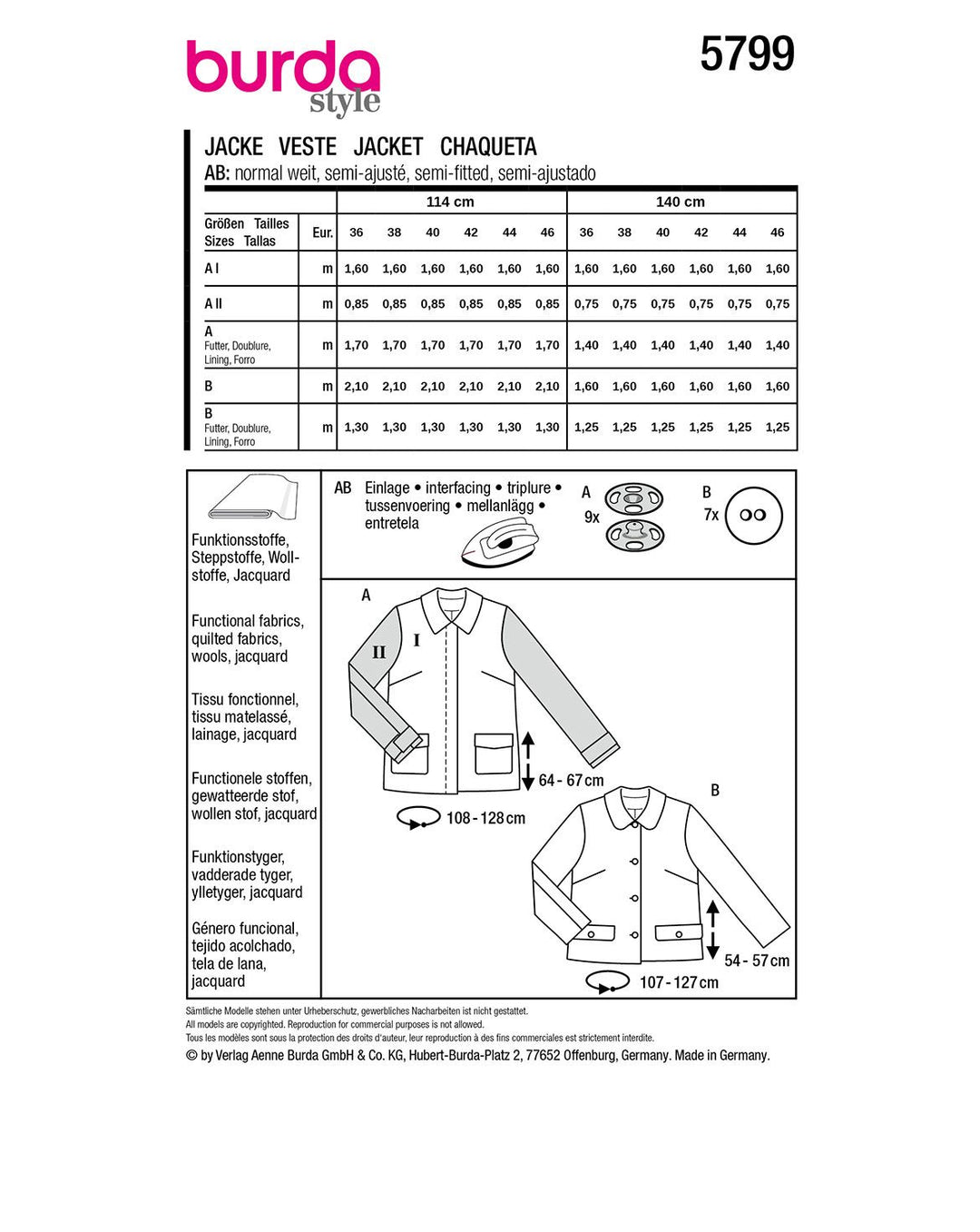 Burda Schnittmuster 5799