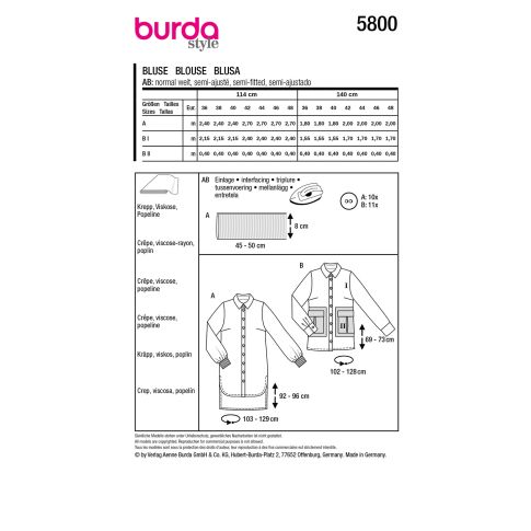 Burda Schnittmuster 5800