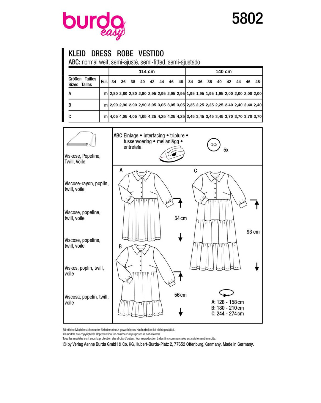 Burda Schnittmuster 5802