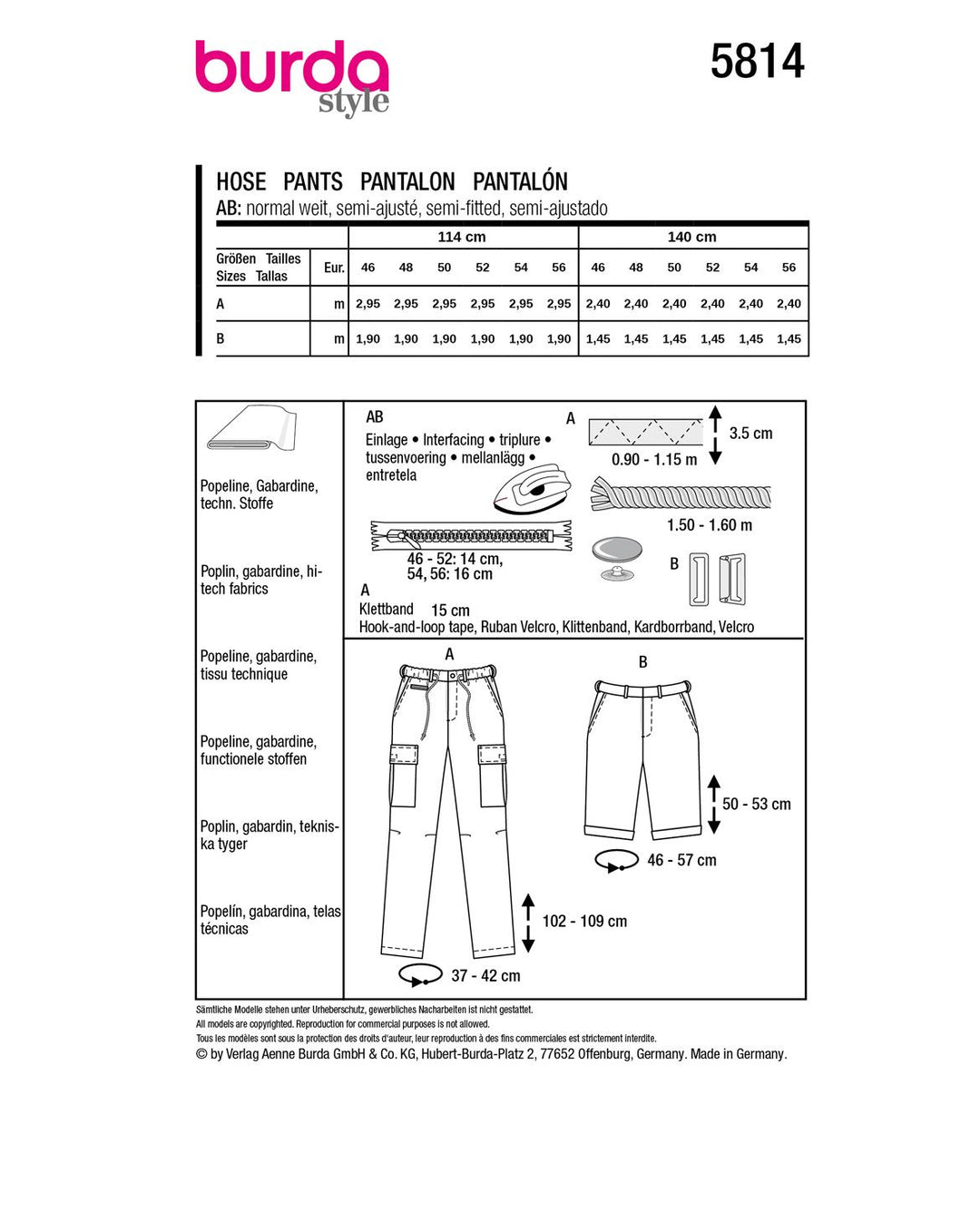 Burda Schnittmuster 5814