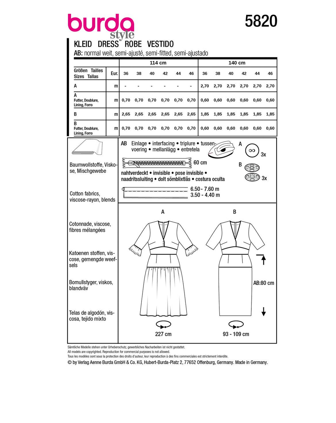Burda Schnittmuster 5820