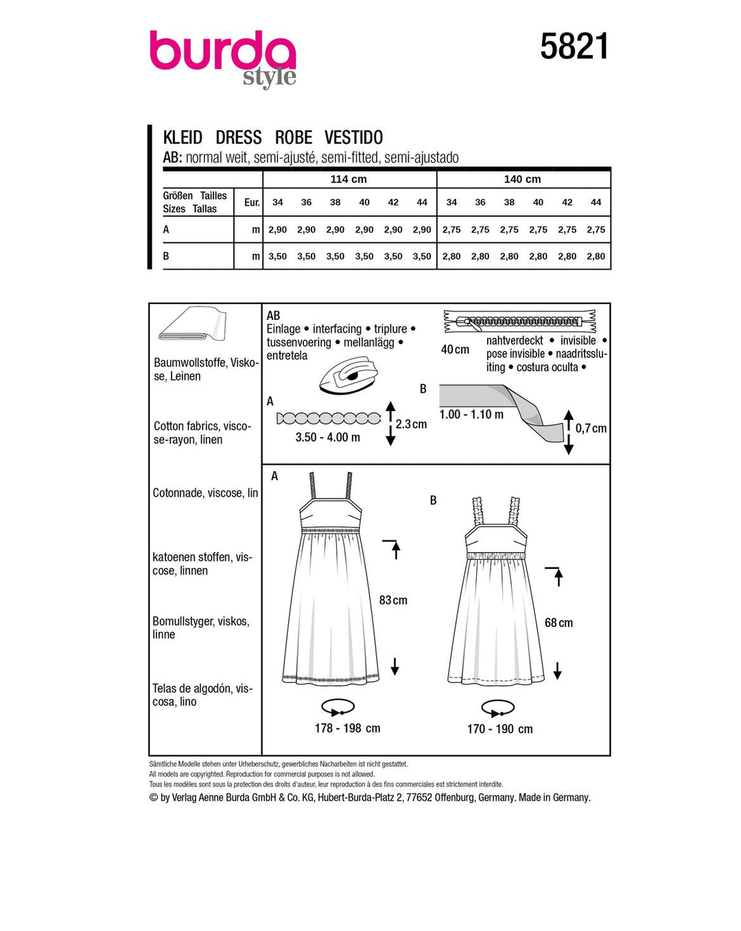 Burda Schnittmuster 5821