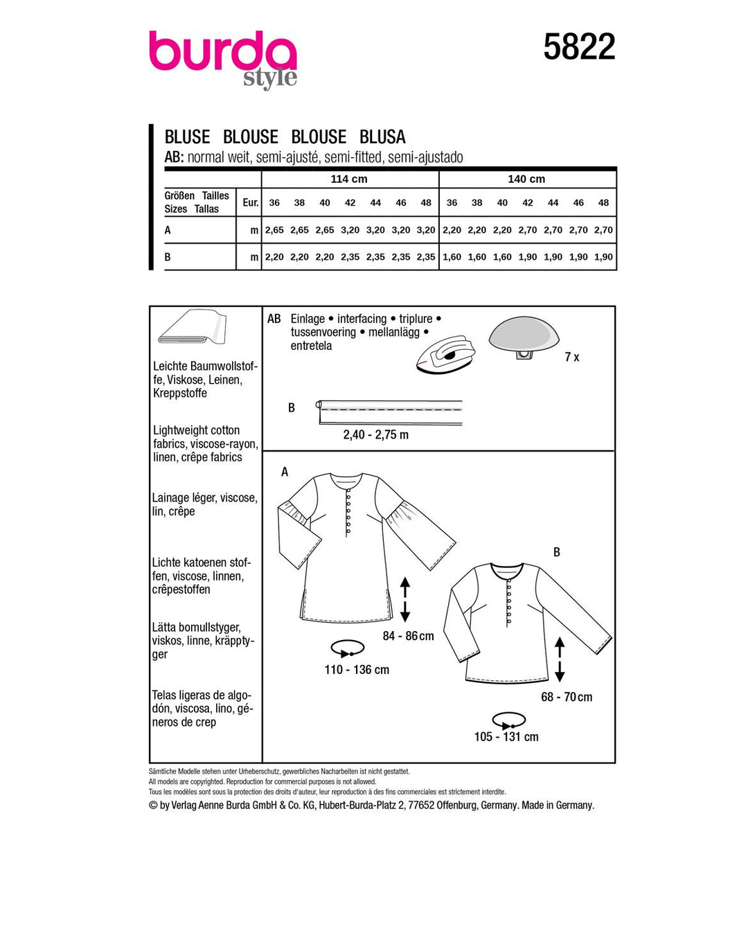 Burda Schnittmuster 5822