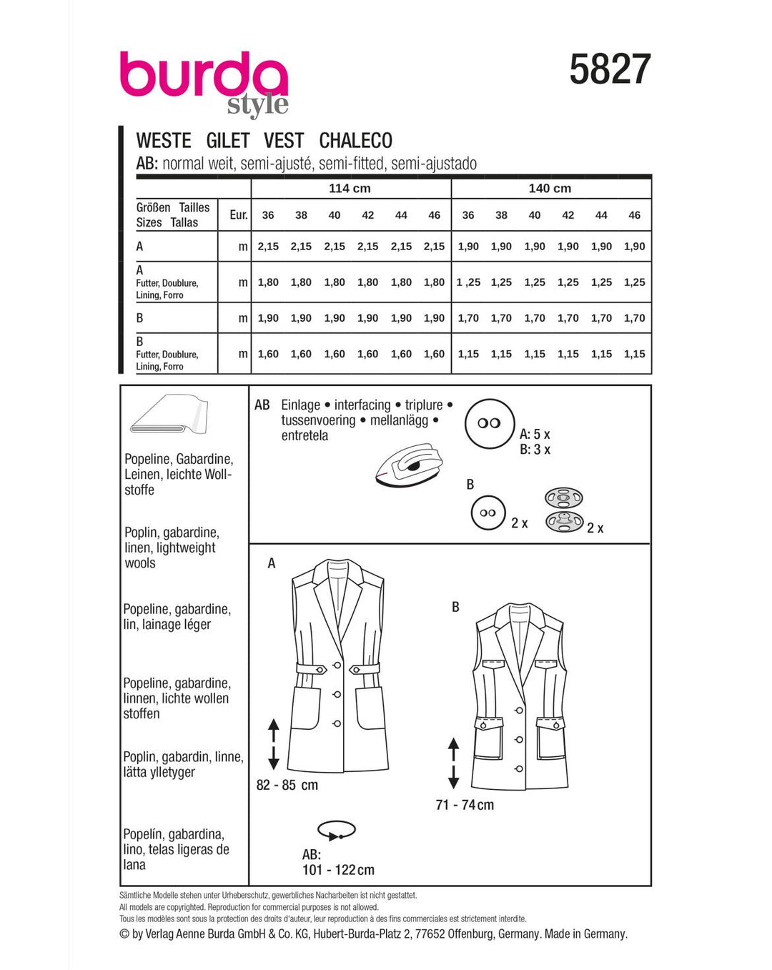 Burda Schnittmuster 5827
