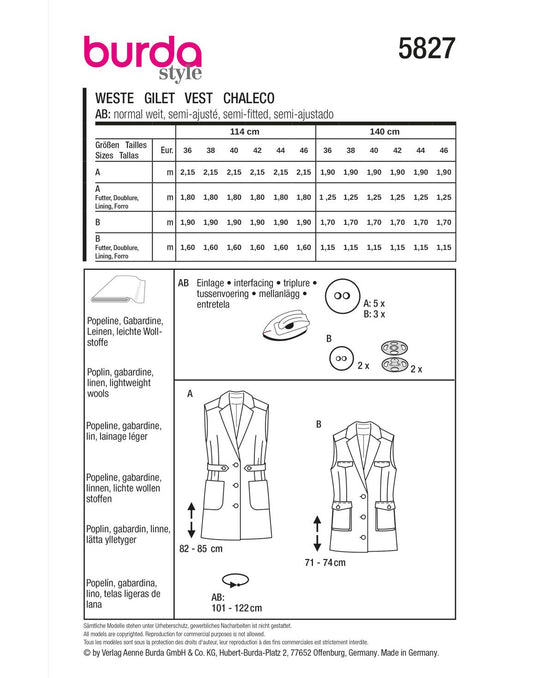 Burda Schnittmuster 5827