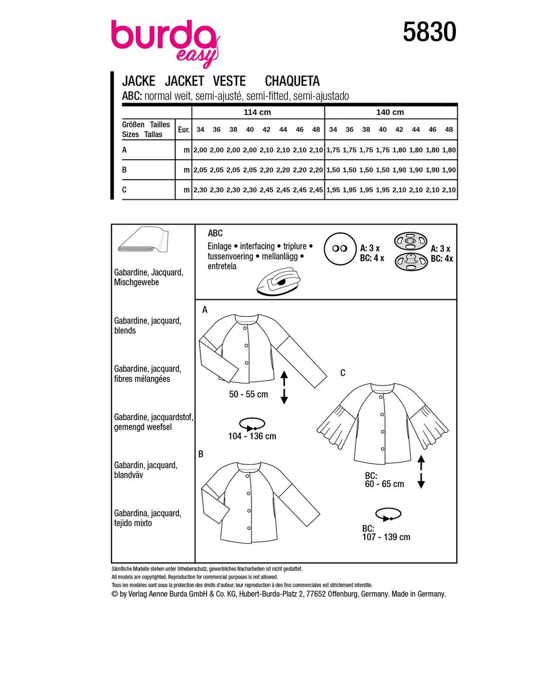Burda Schnittmuster 5830