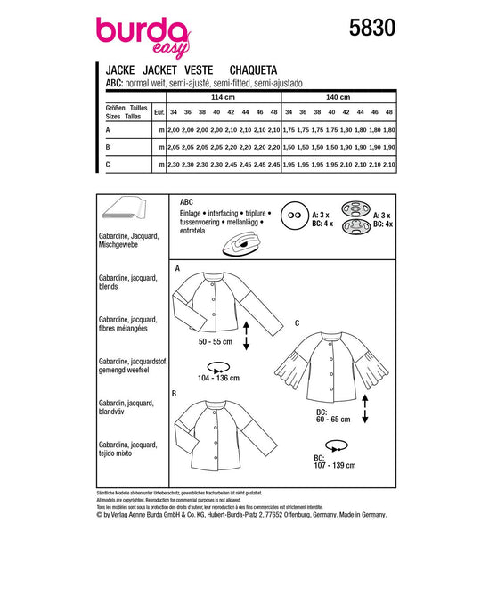 Burda Schnittmuster 5830