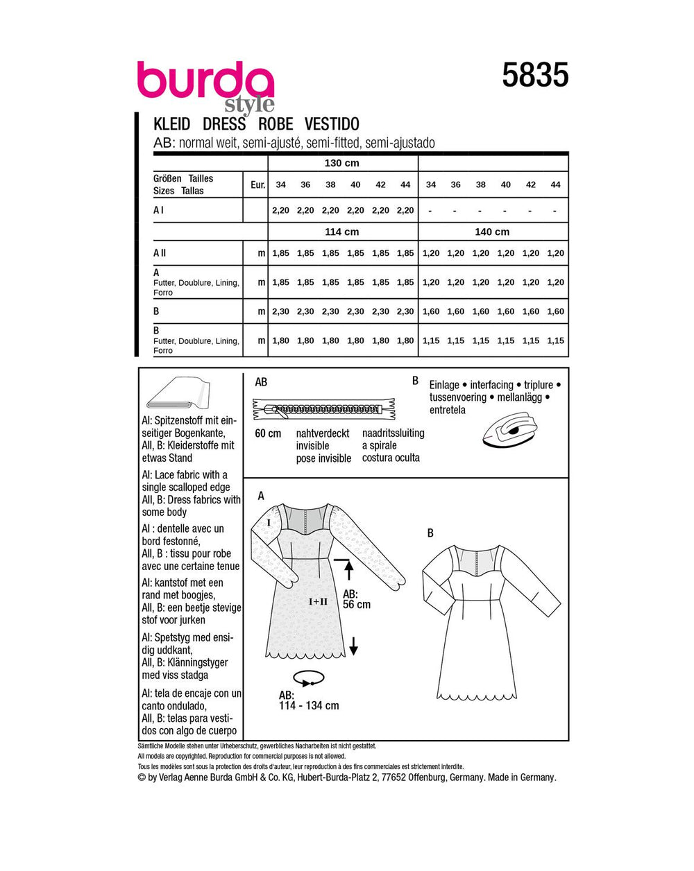 Burda Schnittmuster 5835