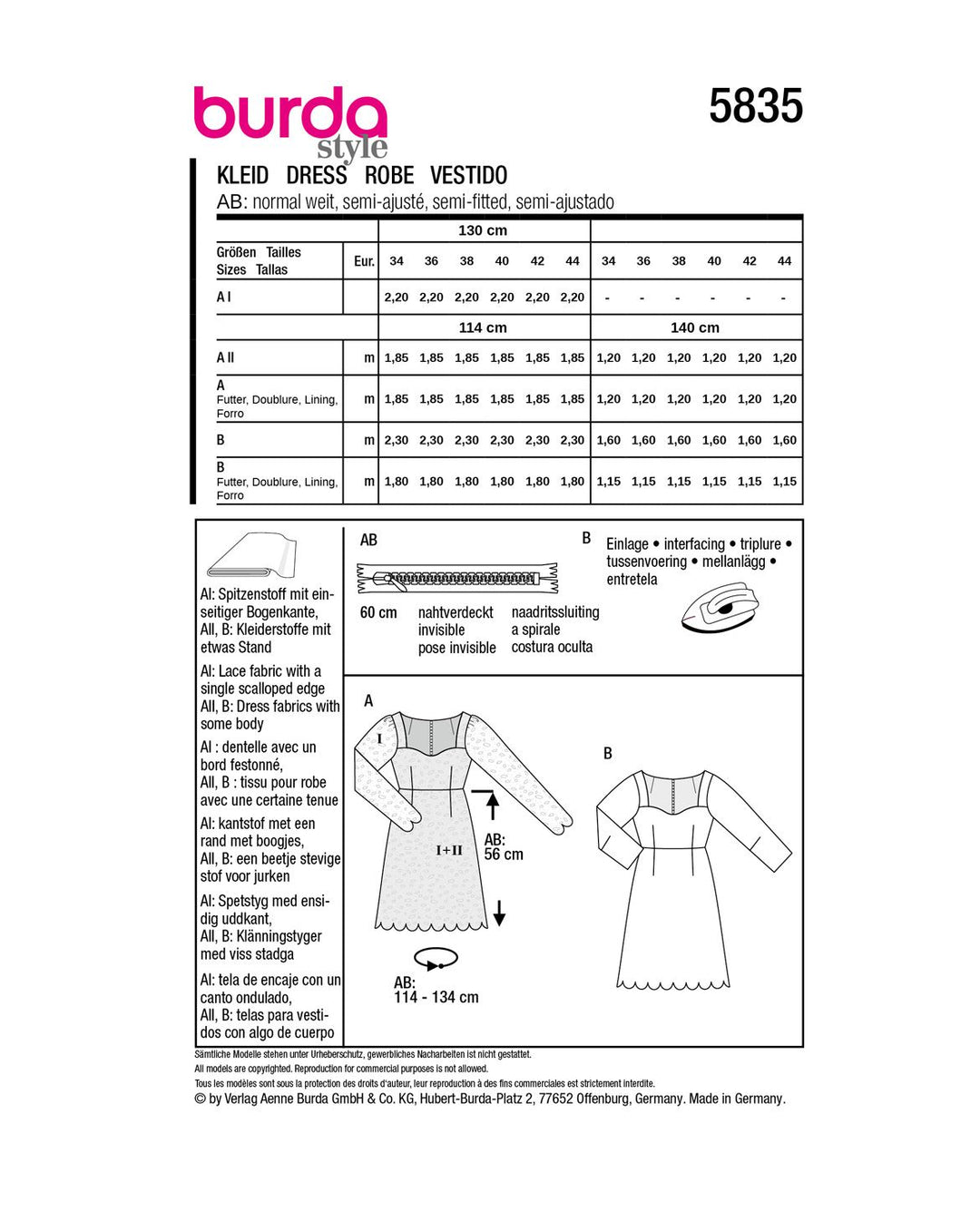Burda Schnittmuster 5835