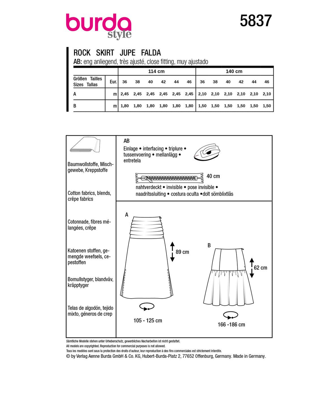 Burda Schnittmuster 5837