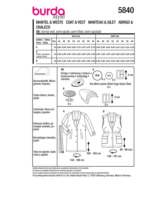 Burda Schnittmuster 5840