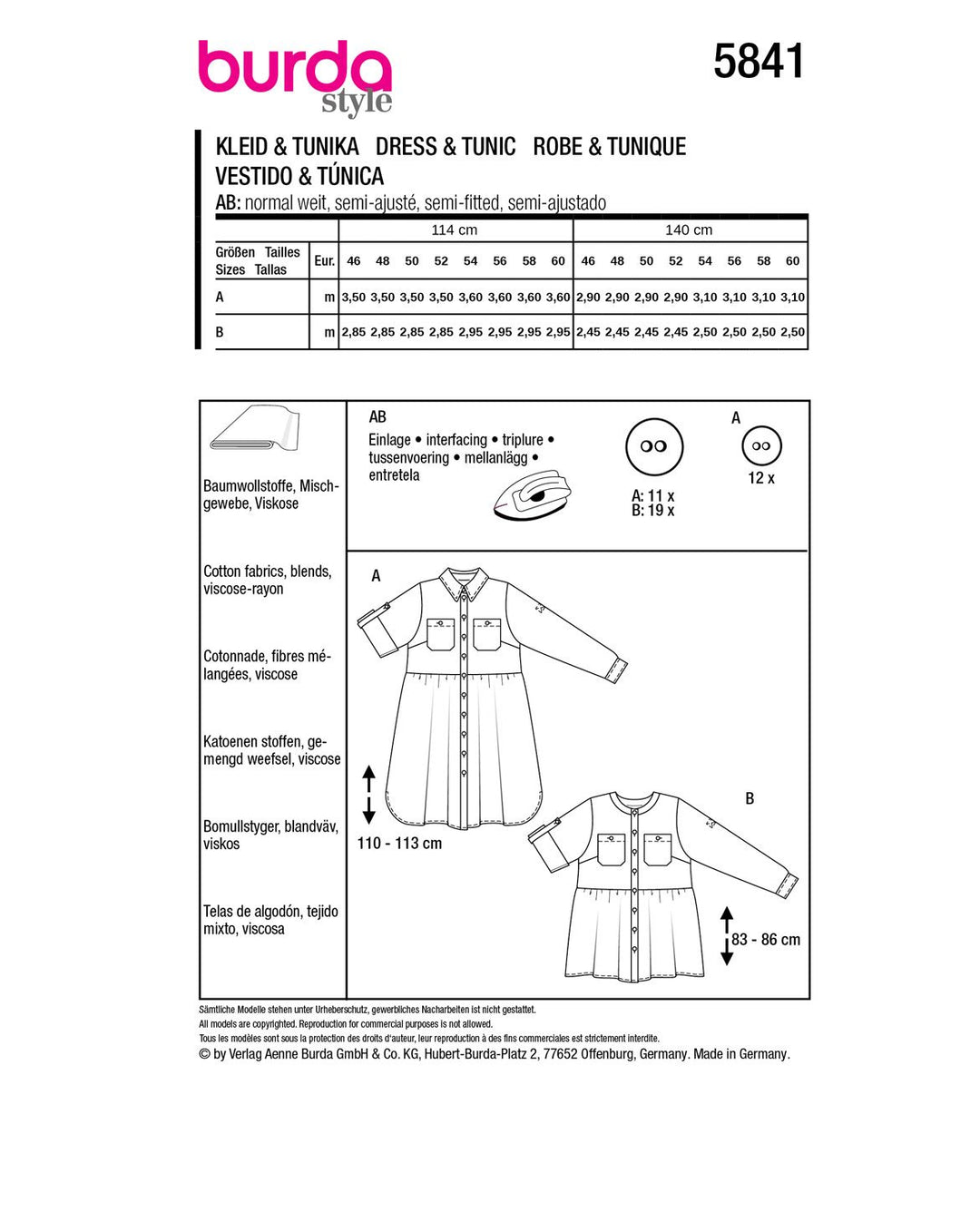 Burda Schnittmuster 5841