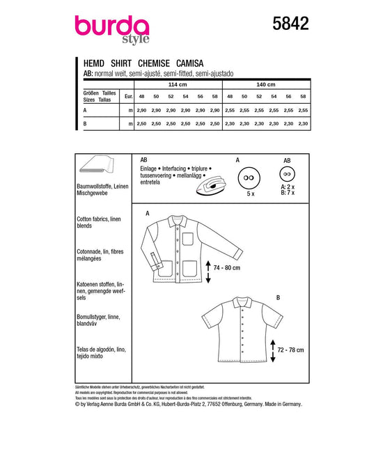 Burda Schnittmuster 5842