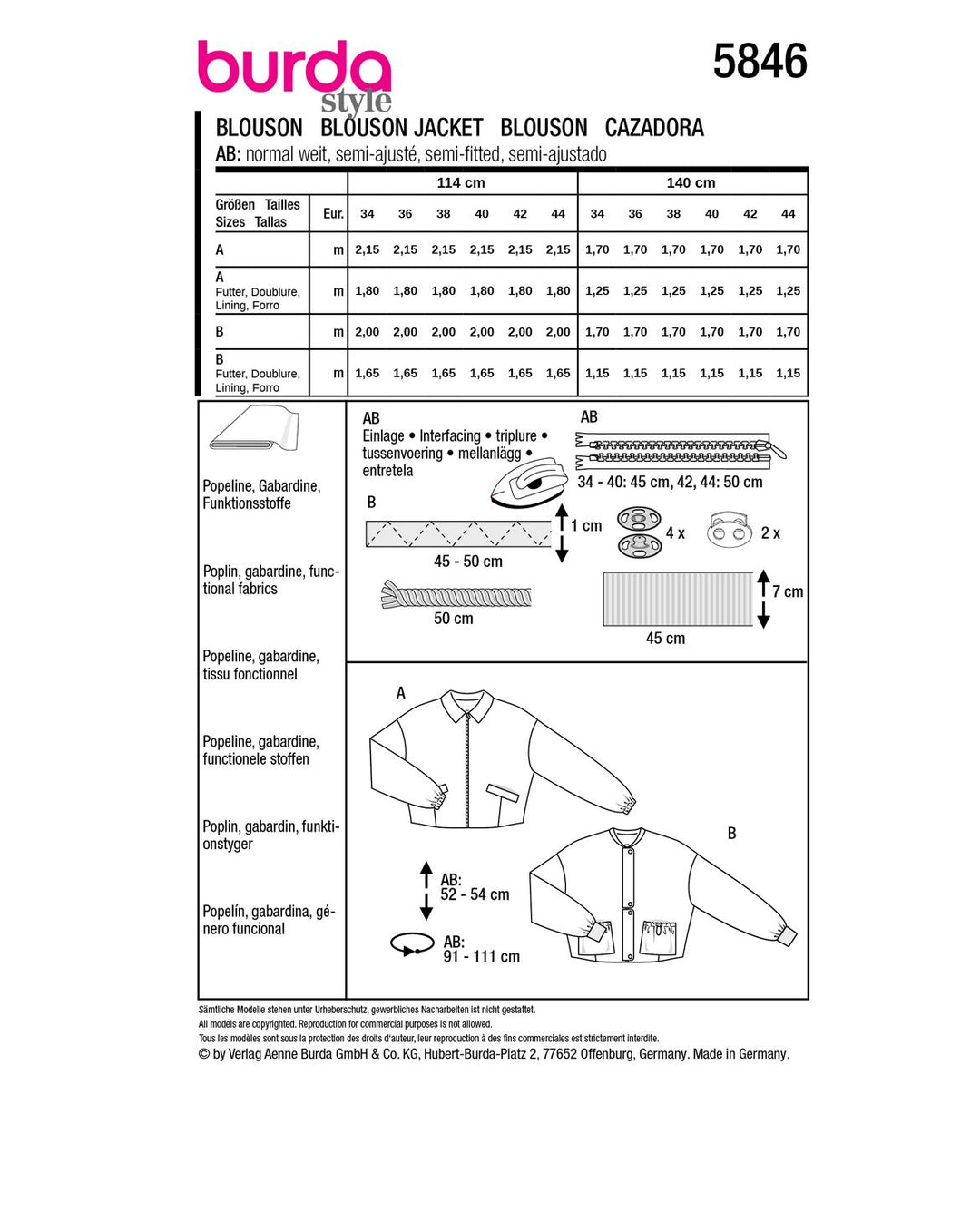 Burda Schnittmuster 5846