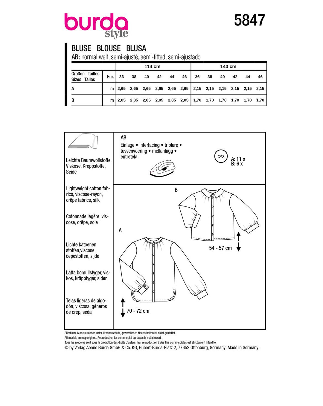 Burda Schnittmuster 5847