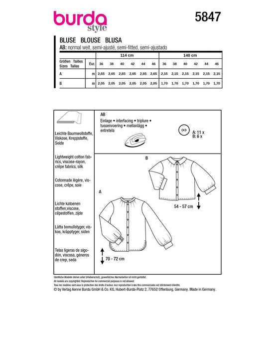 Burda Schnittmuster 5847