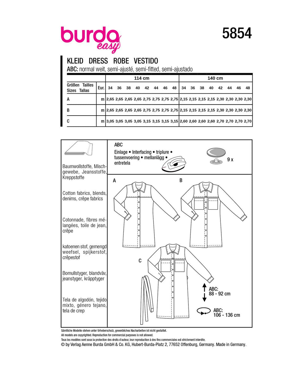 Burda Schnittmuster 5854
