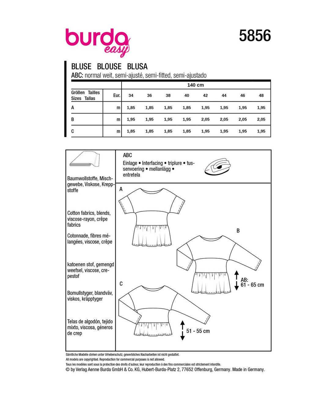 Burda Schnittmuster 5856