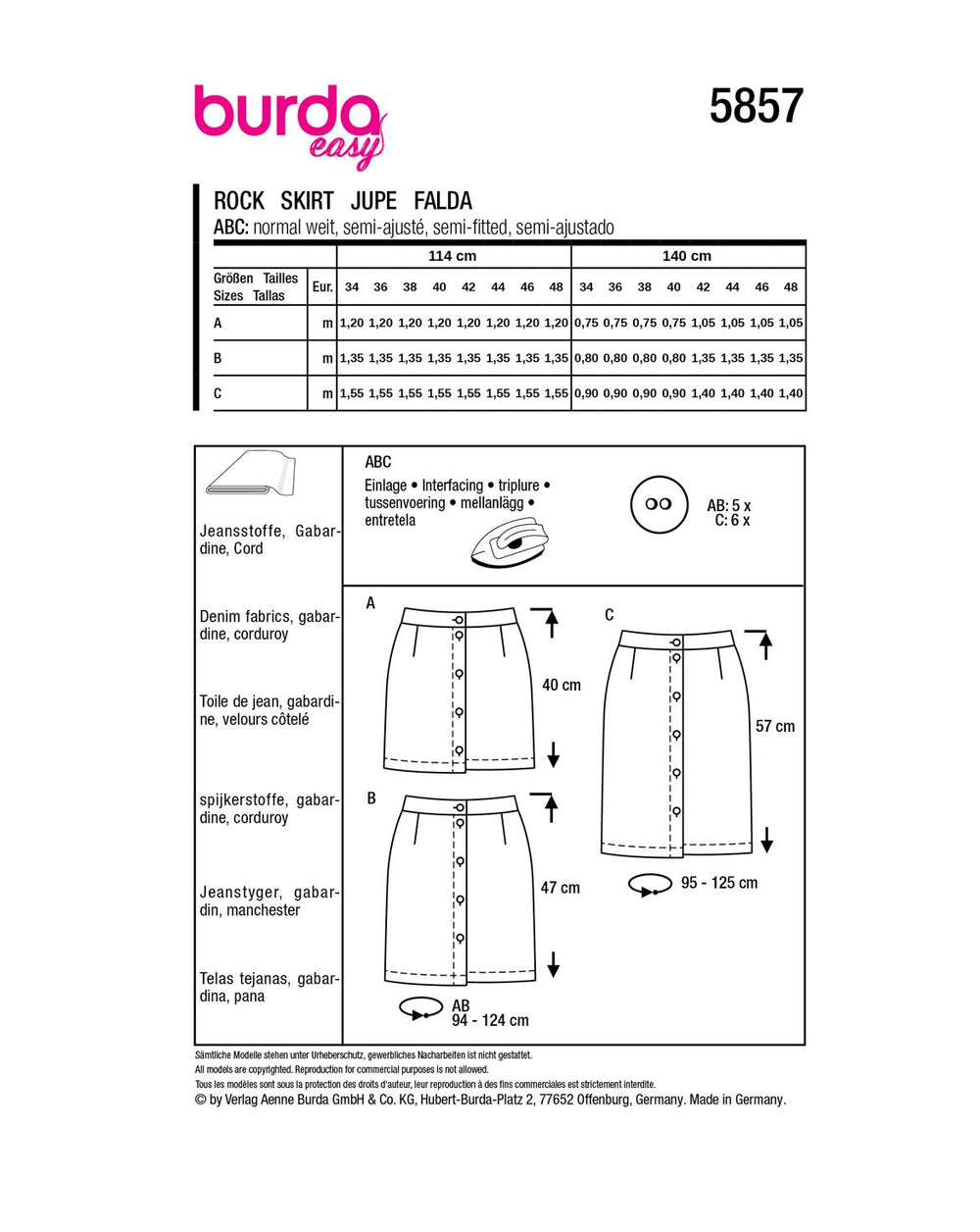 Burda Schnittmuster 5857