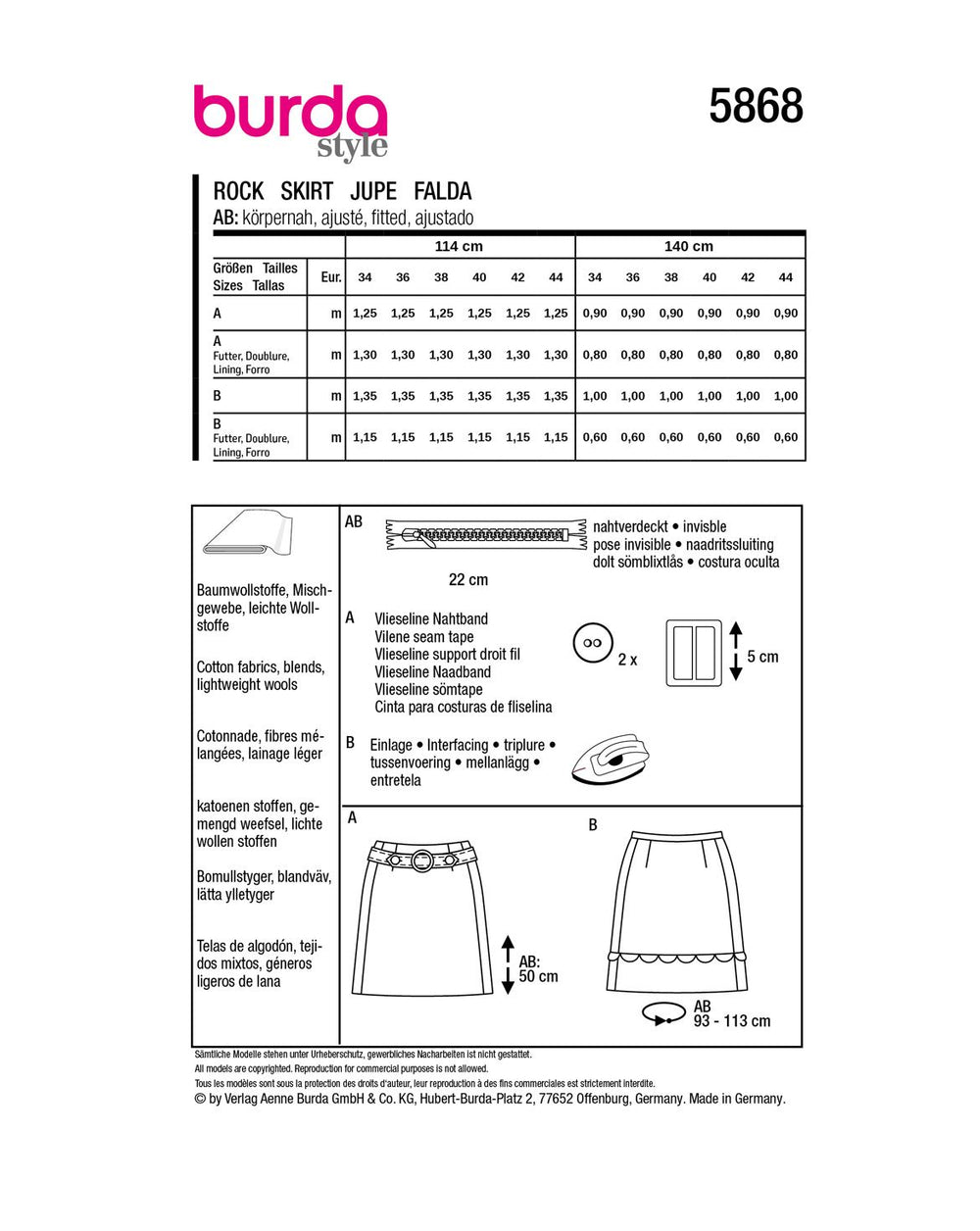 Burda Schnittmuster 5868